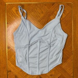 Baby Blue Ribbed Corset Crop Top | Trendy Summer Bar Festival Top | Y2K Inspired